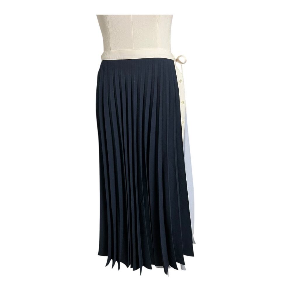 Recto RC Blue White Colorblock Wrap Skirt Preppy Twee Midi Maxi